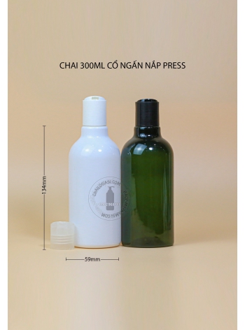 CHAI 300ML CỔ NGẤN  NẮP PRESS F24 ( TRẮNG, ĐEN)