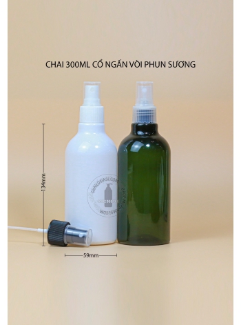 CHAI NHƯA 300ML CỔ NGẤN PHUN SƯƠNG F24 (TRẮNG, TRONG, ĐEN)
