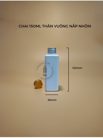 CHAI 150ML THÂN VUÔNG NẮP NHÔM