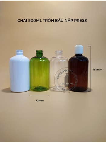 CHAI 500ML TRÒN BẦU NẮP PRESS