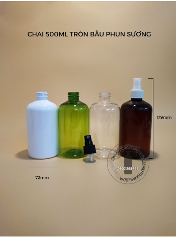 CHAI 500ML BẦU PS (TRẮNG, TRONG, ĐEN)