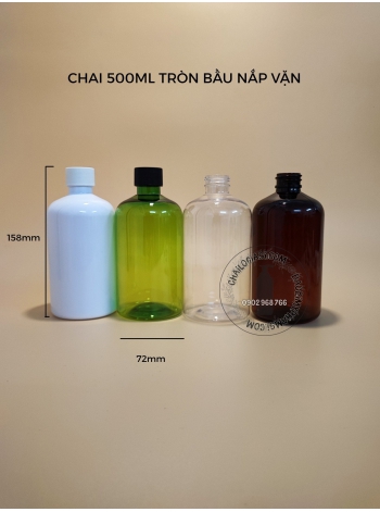 CHAI NHỰA 500ML BẦU TRÒN NẮP VẶN
