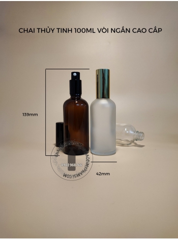 CHAI THUỶ TINH 100ML VÒI NGẮN, PHUN SƯƠNG CAO CẤP NHỰA