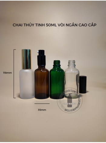 CHAI THUỶ TINH 50ML VÒI NGẮN, PHUN SƯƠNG CAO CẤP XI