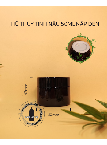 HŨ THỦY TINH NÂU 50G NẮP ĐEN