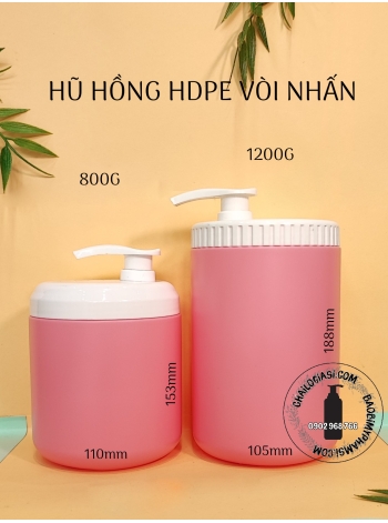 HŨ HỒNG HDPE VÒI NHẤN SỌC 1200G