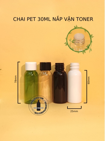 CHAI TRÒN 30ML NẮP VẶN TONER ( NÚT CHẶN + 400đ)
